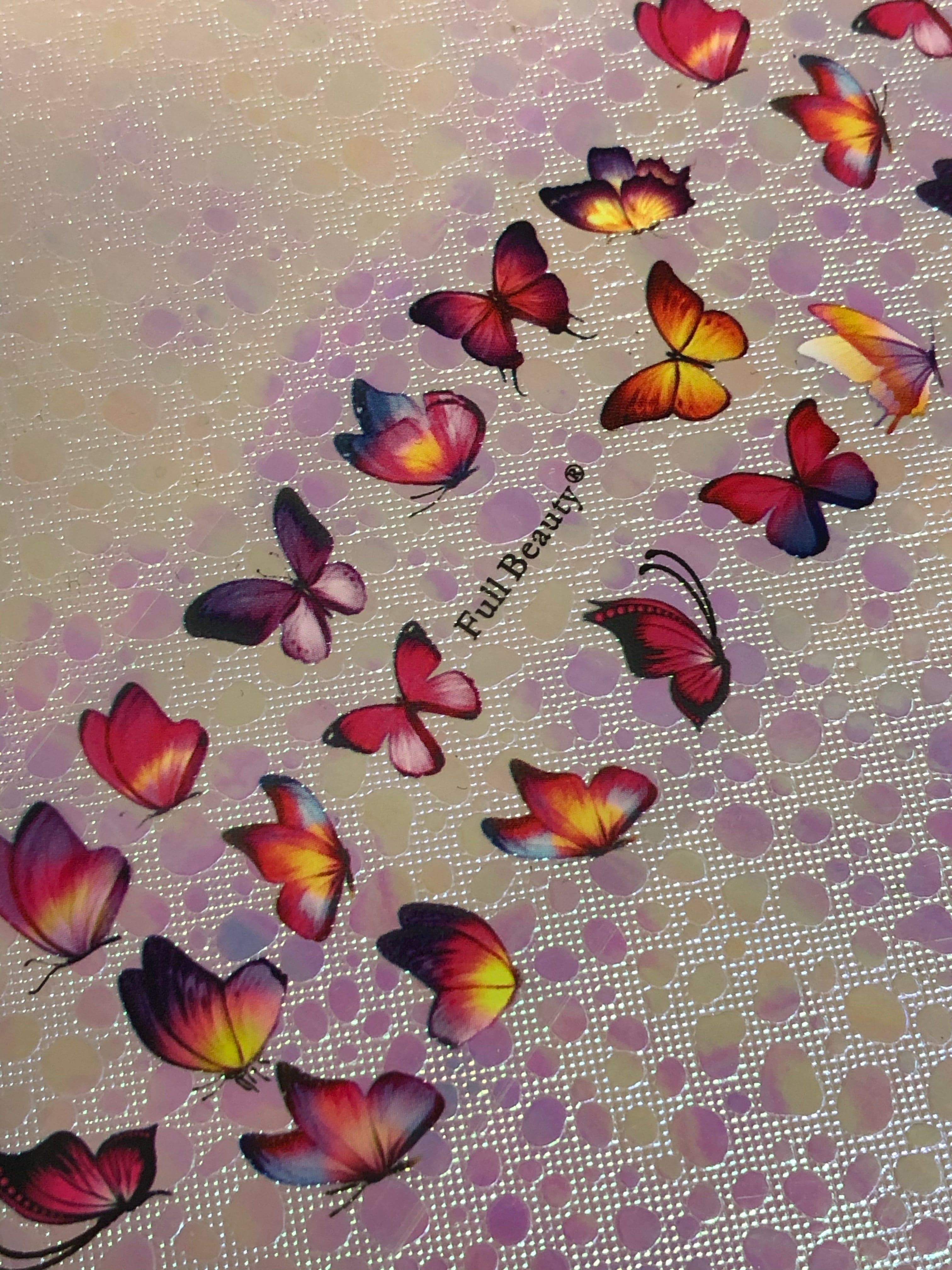 Rainbow Pink Butterfly Foils