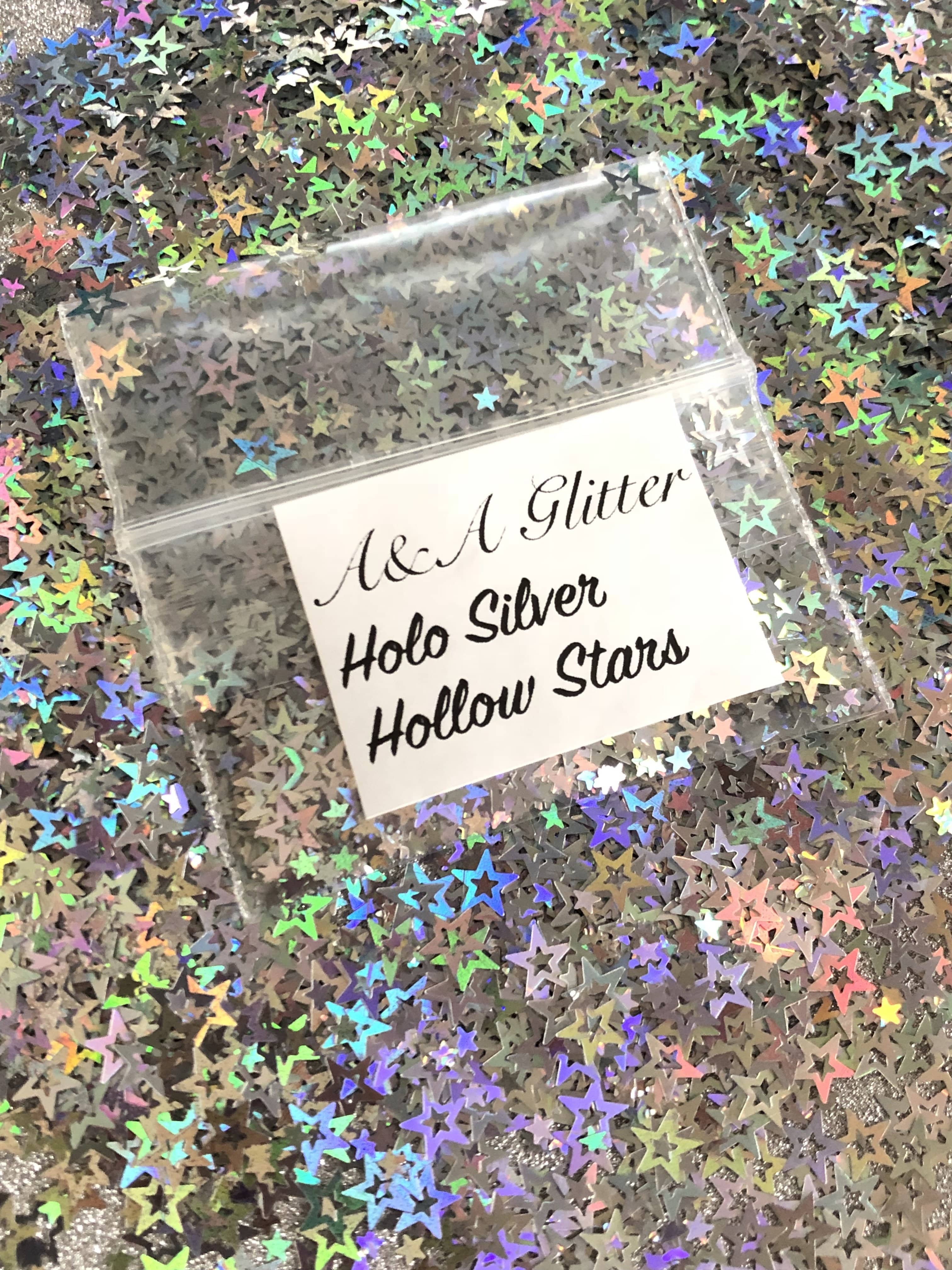 Holo silver Hollow stars - A&A Glitter
